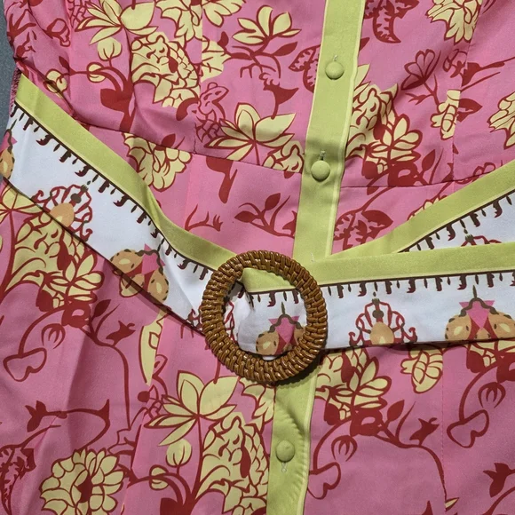 NWT Rubienn Boutique Vibrant Pink and Yellow Dress S/M/L - Picture 4 of 14